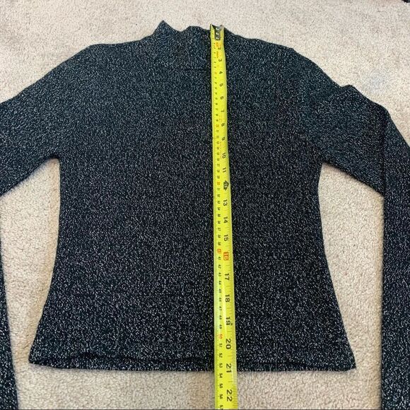 FOREVER 21 Black Silver Stretchy Knit Long Sleeve Top Size Medium - Picture 5 of 7